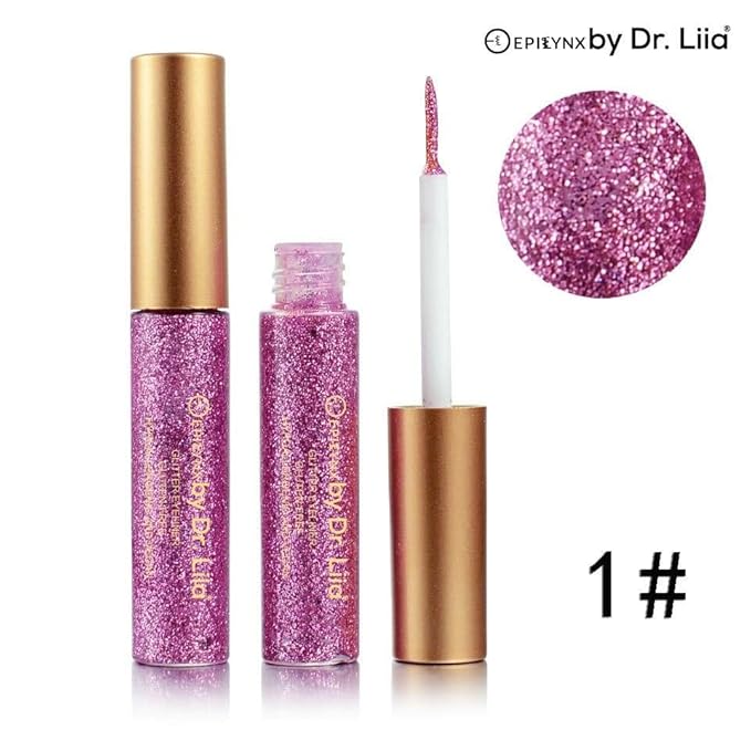 by Dr. Liia Hypoallergenic Eyeliner, Glitter Liquid Eyeliner I Gluten Free and Vegan for Sensitive Skin (1: Purple Red)