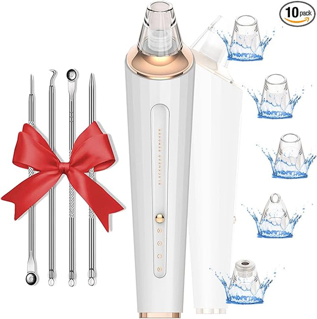 Blackhead Remover Pore Vacuum, Upgraded USB Rechargeable Facial Pore Cleaner Blackhead Removal Kit with 3 Suction Power,5 Probes Black Head Extractions Tool for Women & Men