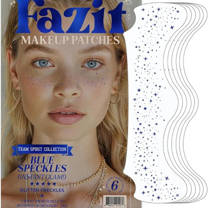 Fazit Makeup Patches - Blue Speckles - Glow Up Make-Up Patches - Cute Glitter Makeup Accessories for Women - Cosmetic Glitter for Face