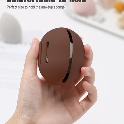 FERYES Makeup Sponge Holder with Makeup Sponge– Eco-Friendly Silicone Beauty Make Up Blender Case and Dry & Wet Use Foundation Sponge for Travel