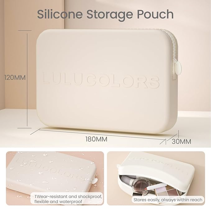 13-in-1 Dual-Ended Makeup Brush Set with Sponge & Travel Case – 7 Multi-Functional Brushes for Face & Eyes – Soft Bristles, Wooden Handles – Available in Cream, Green, or Pink (Cream White)