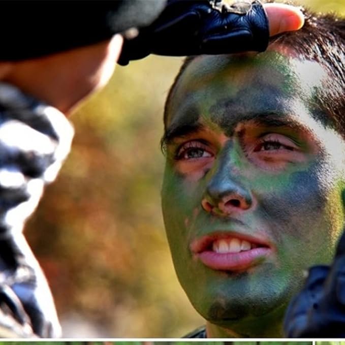 Go Ho 3 Colors Camo Face Paint Sticks,Waterproof Cream-blendable Sticks,Hunting Face Body Paint Professional Foundation SFX Makeup,Safe Face&Lip Smacking for Halloween(Green+Black+Brown)