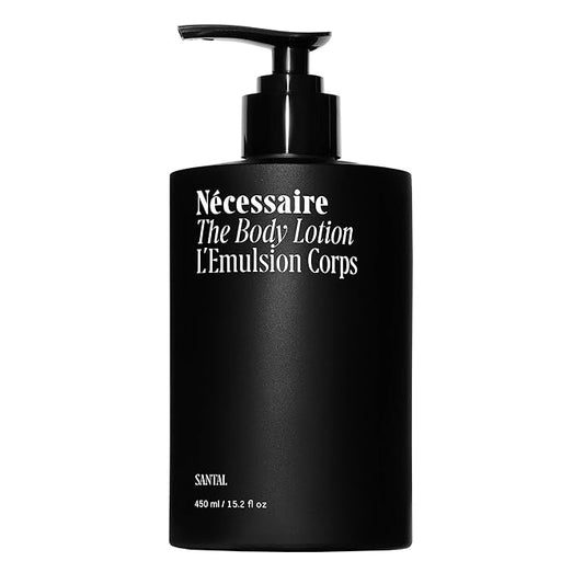 Nécessaire The Body Lotion with Pump. Santal. Multi-Peptide Firming Lotion to Moisturize, Firm, Strengthen. 2.5% Niacinamide, Vitamin C/E + Omega 6/9. 450ml / 15.2 fl oz