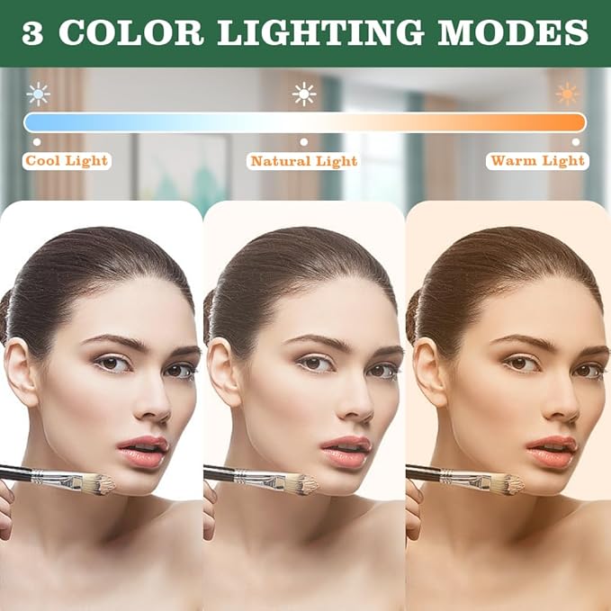 Rechargeable Desk Vanity Makeup Mirror with Lights,8x6 Inch Folding Portable Mirror with Metal Stand Adjustable Rotation,Tavel Make Up Mirror for Table