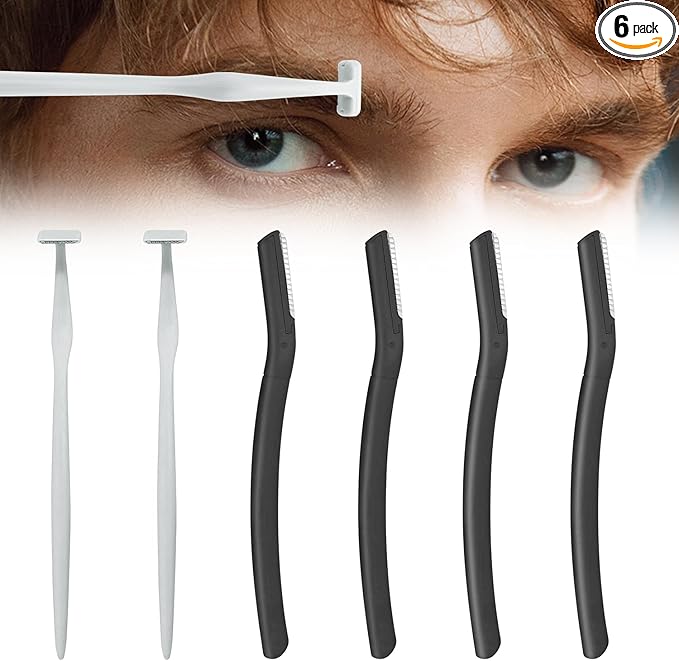 Eyebrow Razors for Men 6Pcs, Japanese Blades Precision Dermaplane Razors, Small Eyebrow Trimmer Set, Multipurpose Exfoliating Dermaplaning Tools for Peach Fuzz, Small Face Razors for Men and Women