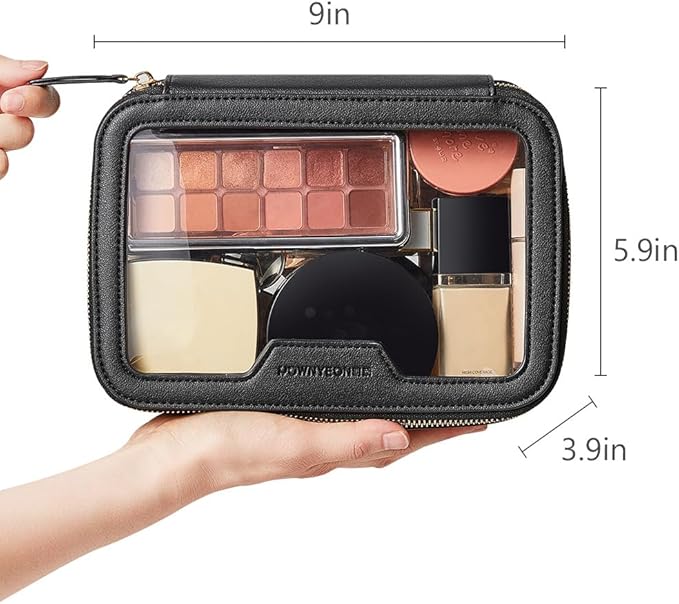 ROWNYEON Clear Makeup Case Toiletry Bag Multipurpose Travel Makeup Train Case Portable Cosmetic Organizer Transparent Storage Bag