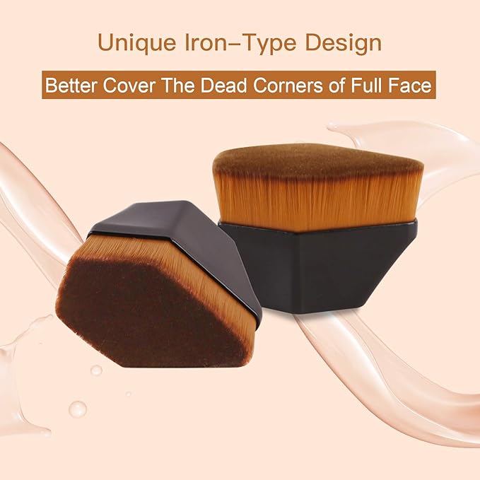 Foundation Brush, Daubigny Iron Type Makeup Brush for Face Blush Liquid Powder Foundation Brush for Blending Liquid, Cream or Flawless Powder Cosmetics with Protective Case (Black)