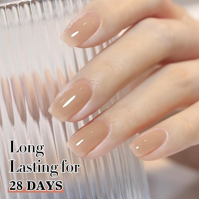 Double Rhythm 0.50 OZ Translucent Gel Polish Same Color Same Bottle Sheer Pastel Neutral Natural Milky 15 ML Jelly UV Nail Art DIY at Home (Translucent Tea-A1496)