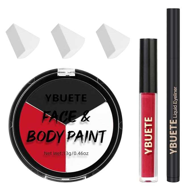 Halloween Black White Red Face Paint Face Painting Kit For Spider-Man Demon Joker Makeup, Baseball Softball Sport Games, Cosplay, Costume, Theme Parties and SFX Special Effect