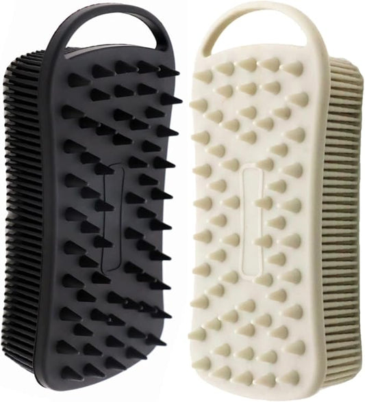 2Pack Dual Sided Silicone Body Scrubber for Exfoliating, Shower&Scalp Massage, 2 in 1 Bath&Shampoo Brush,Soft Body Exfoliator Silicone Loofah Shower Scrubber Brush for All Kinds of Skin