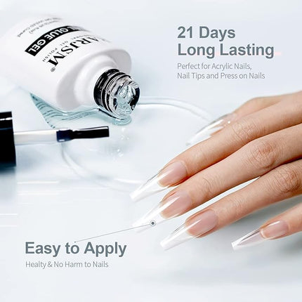 RARJSM Jelly Gel Nail Polish Set, Translucent Neon Nail Polish 6 Color Pink Green Blue Purple Yellow Orange Gel Nail Art 10 Sizes Long Fake Nails