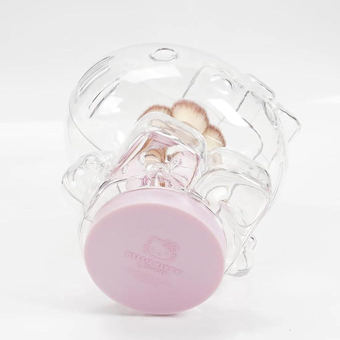 Impressions Vanity Hello Kitty 6 PCs Makeup Brush Set with Clear Cloche, Super Soft Brushes for Foundation, Face Powder, Blending, Eye Shadow with Cute Hello Kitty 3D Holder Organizer
