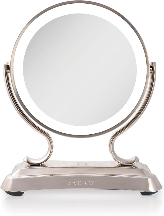 Zadro 12" Glamour LED Makeup Mirror with Lights and Magnification 5X/1X Touch Control Mirror with Lights for Makeup Desk (X-Large | 12" W x 16" H | Satin Nickel)