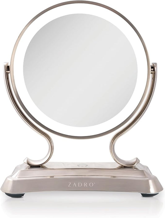 Zadro 12" Glamour LED Makeup Mirror with Lights and Magnification 5X/1X Touch Control Mirror with Lights for Makeup Desk (X-Large | 12" W x 16" H | Satin Nickel)