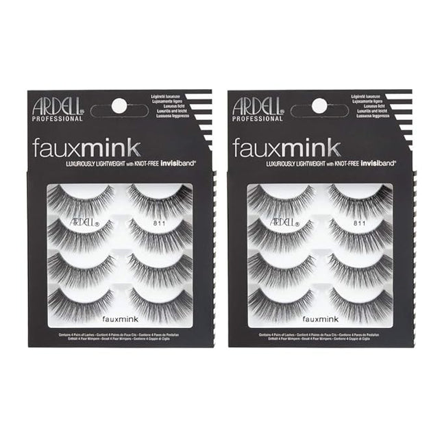 Ardell Faux Mink Lashes 811 False Eyelashes – Knot-Free Invisiband, Natural Wispy Lashes Strips, Reusable Fake Lashes, 2 Pack