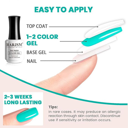 RARJSM Turquoise Blue Gel Nail Polish Turquoise Gel Nail Polish 1PCS 15ML Long Lasting GelNailPolish Soak off U V Curing Required Nail Art French Manicure Salon DIY at Home