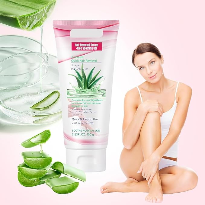 Hair Removal Cream for Women, Aloe Vera Depilatory Cream for Intimate Areas and Pubic Area-Hair Removal for Body Legs Arms Underarms Bikini, Gentle Formula for All Skin Type