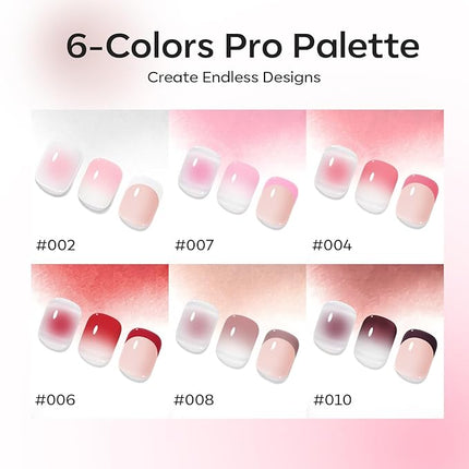 modelones Pat Paint Gel Nail Polish, 6 Colors Soak Off UV Patting Gel Polish Pigmented Colors for Ombre & Gradient & Blush Blooming & French Tip Nail Art, Rose Garden