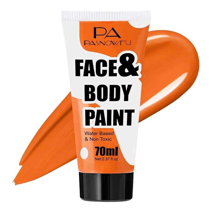 Orange Face Paint 70ml - Non-Toxic Washable Body Paint for Pumpkin, Tiger Makeup - Water-Based Highly Pigmented Face Body Paint for Halloween SFX Cosplay Makeup ,Costume Events,Party & Stage