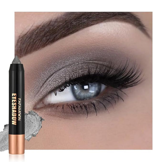 Monochrome Cream Glitter-Shimmer Eye Shadow Stick Palette makeup | 2-in-1 Eyeshadow & Eyeliner Pencil for Women | Waterproof, Vegan & Cruelty-Free | Sombras Para Ojos | 07 Shimmer Somke Grey