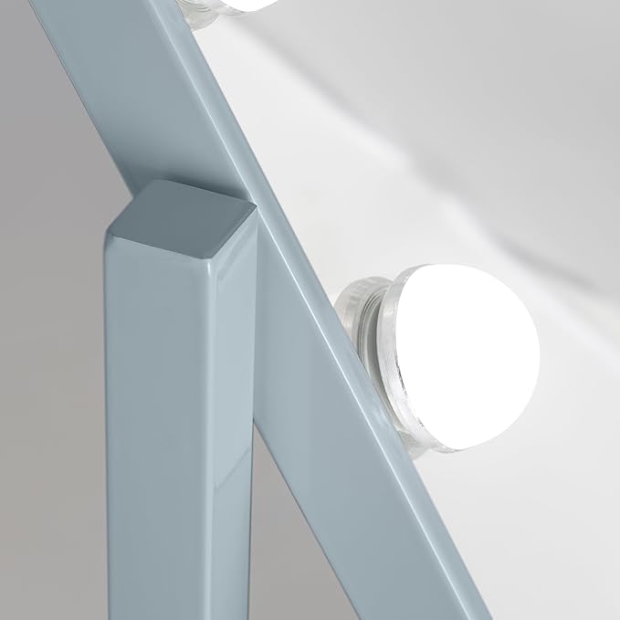 Zadro Hollywood Lighted Vanity Mirror with 15 LED Bulbs, 3 Color Light Settings, 360° Rotation Makeup Mirror Head (21" H x 18" W | 1X | French Blue)