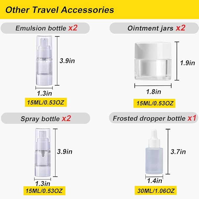 Refillable Cosmetic Travel Containers For Creams And Liquids-Sized Cosmetic Containers - Perfect for Your Next Adventure