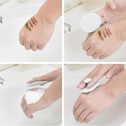 Silicone Face Scrubbers Exfoliator Brush-Facial Cleansing Pads Precision Pore Cleansing Pad Acne Removing Face Brush-2 Pack, Grey and White