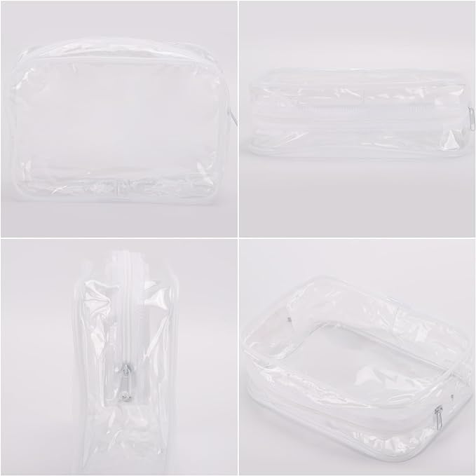Tbestmax 20 Pack Clear Cosmetic Bags Makeup Bags Portable Waterproof Travel Toiletry Bags Organizer White, 7.5"x 4.8"x 2.3"