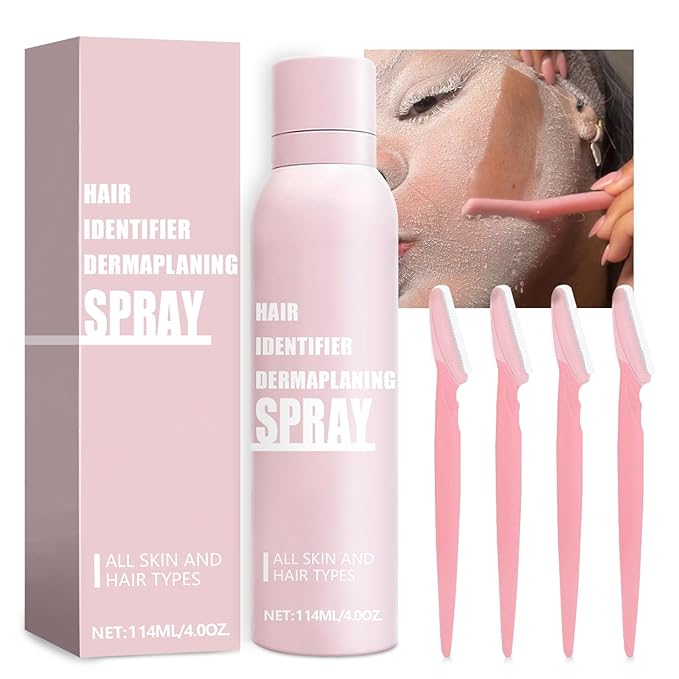 Hair Identifier Spray for Face Shaving, Skin Body Hair Identifying Spray with Razors, Hair Identifier Spray for Face Dermaplaning, Face Hair Identifier Spray for Women