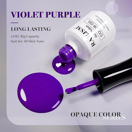 RARJSM Violet Purple Gel Nail Polish 1PCS 15ML Long Lasting Opaque Rich Purple Milky Creamy Gelpolish Soak off U V Curing Required Nail Art French Manicure Salon DIY at Home