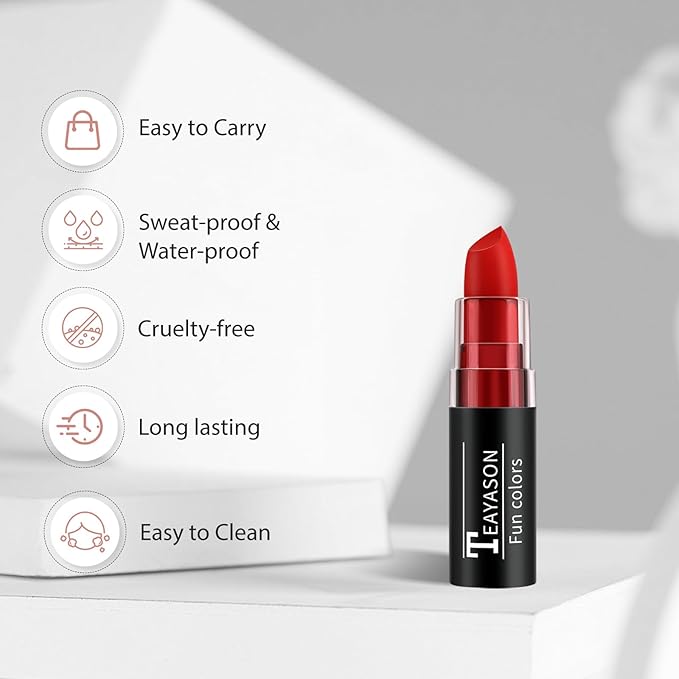 Red Face Body Paint Stick, Matte Lipstick Eye Black Stick Face-Paint Make Up, Long Lasting Waterproof Red Makeup for Halloween Zombie Clown Vampire Joker Devil Costume Cosplay Makeup