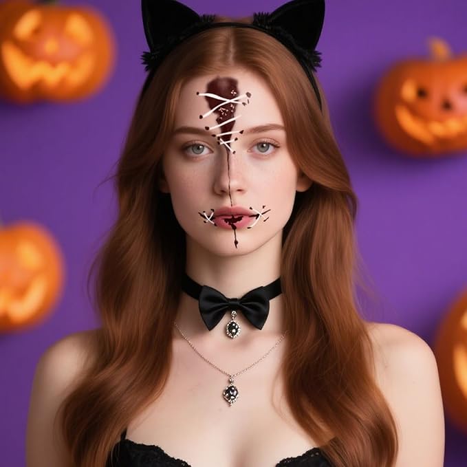 Halloween Temporary Face Tattoos, Temporary Tattoo Stickers,Temporary Makeup Tattoos, Bloody Face Tattoo Sticker Art for Halloween, Adults, Kids, Costume Parties 8Pcs