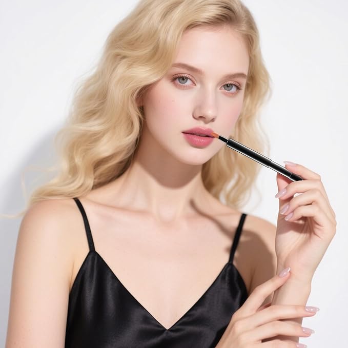 DUcare Lip Brush Retractable Professional Lipstick Brush Travel Portable Vanity lip scrub brush Gloss Makeup Brush Tool (Black)