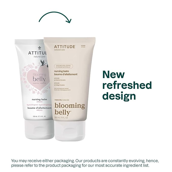 ATTITUDE Nursing Balm Bar, Safe for Nursing, Plant and Mineral-Based Ingredients, Vegan and Cruelty-free Maternity Products, Argan, 5 Fl Oz