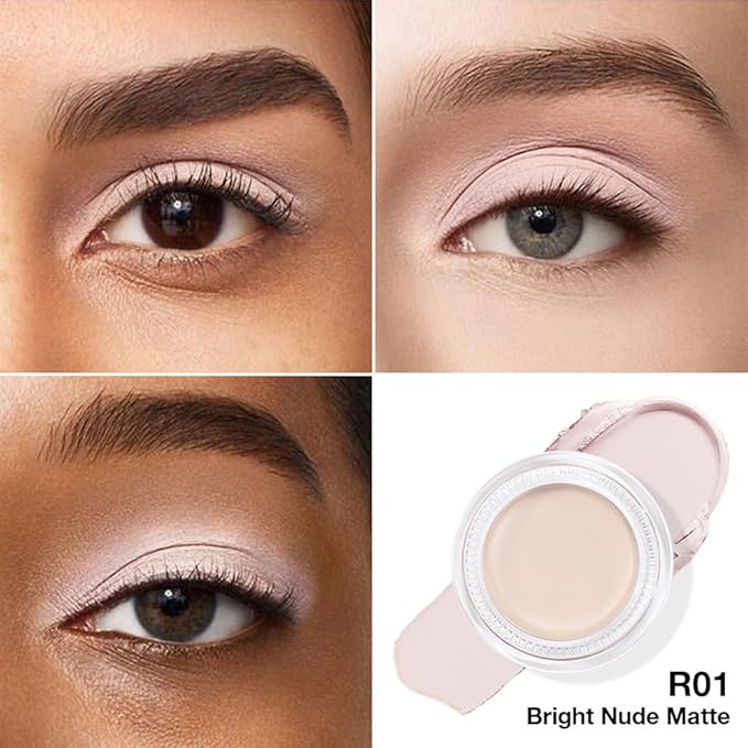 Kaely Single Cream Eyeshadow Pot, Bright Nude Matte Eye Shadow for Older Women High Pigmented Waterproof, Natural Eyeshadow Palette Makeup Brightener, sombras en crema para ojos, Blendable, R01