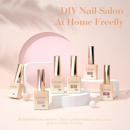 CANNI Jelly Gel Nail Polish Set – 6 Colors 9ML Sheer Milky White & Nude Pink Translucent Soak Off UV LED Nail Gel for French Manicure, DIY Nail Art at Home or Salon