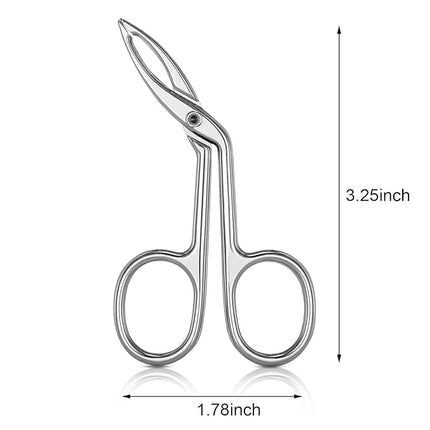 Hicarer 3 Pcs Eyebrow Tweezers Scissor for Women Facial Hair Handle Straight Tip Scissor Shaped Eyebrows Tweezers for Hair Plucker Remover Eyebrows Care Wig Plucking for Women Men(Silver Plated)