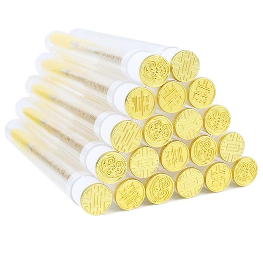 20pcs Mascara Wands Tube Reusable Lash Spoolies Gold Plate Tube Eyelash Brush Tubes Spoolies Lash Extension Brushes Applicators Makeup Tools (Gold Plate-MlX)