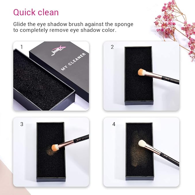 Jessup Makeup Brush Cleaner, Dry Makeup Brush Cleaner Sponge Quick Removal Color, A001