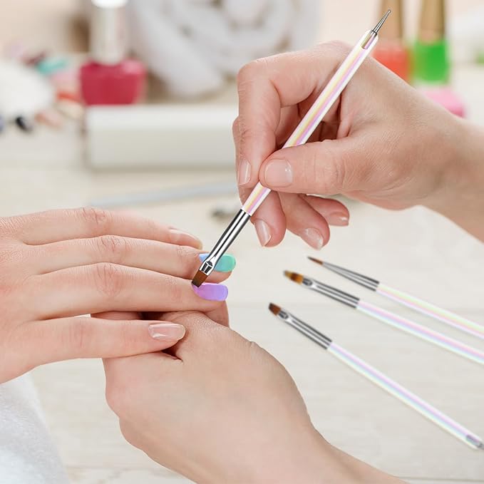 Artdone 12 PCS Nail Art Brushes Set Nail Art Liner Brush and Nail Dotting Pen Gel Polish Painting Tools For Nail Art Design Include Extension Gel Nail Brush And Arylic Nails