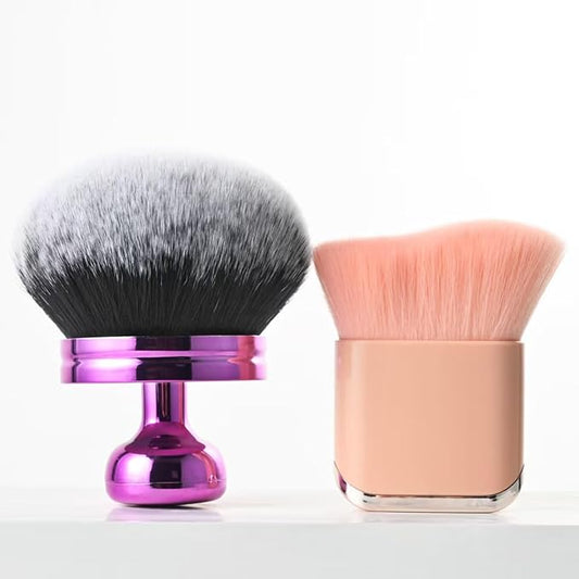 Blend & Blur Extra Large Beauty Soft Body Makeup Brush,Face Self Tanner 2 Pack—Wide Round Head Kabuki Brush Tanning Applicator Set, Powder,Professional Leg Makeup Tool with Drawstring Bag