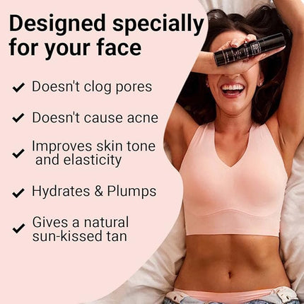 Face Tanner – Self Tan Serum w/Hyaluronic Acid and Organic Oils, Self Tanners Best Sellers, Facial Sunless Tanner for Natural Sunkissed Glow, Fake Tan Moisturizer, 2.0 fl (Light to Medium)