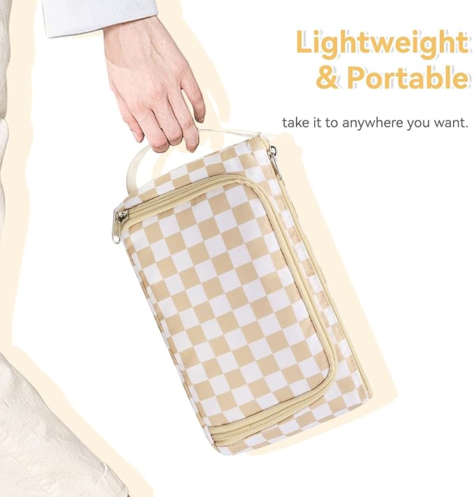 Checkered Makeup Bag Travel Cosmetic Toiletry Bag Make Up Bags with Makeup Brush Organizer Compartments for Women Girls