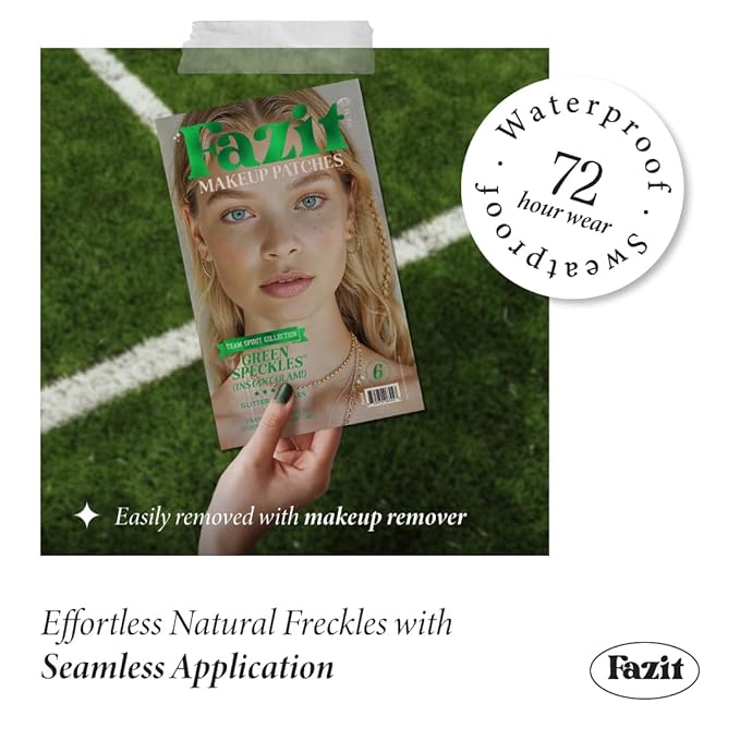 Fazit Makeup Patches - Face Makeup Patches - Beauty Face Makeup - Green Speckles - Waterproof Green Speckles - Temporary Face Green Speckles for Women - 6 Count