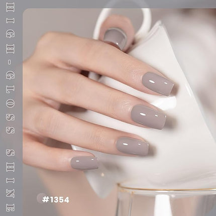 RARJSM Gray Brown Gel Nail Polish 1PCS 15ML Long Lasting Opaque Milky Greyish Brown Creamy Gelpolish Soak off U V Curing Required Nail Art French Manicure Salon DIY at Home
