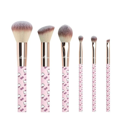 Impressions Vanity Hello Kitty Supercute Signature 6 PCs Makeup Brush Set, Super Cute Soft Makeup Brushes for Foundation, Face Powder, Make up Blending, Eye Shadow, and Liner Application (Pink)
