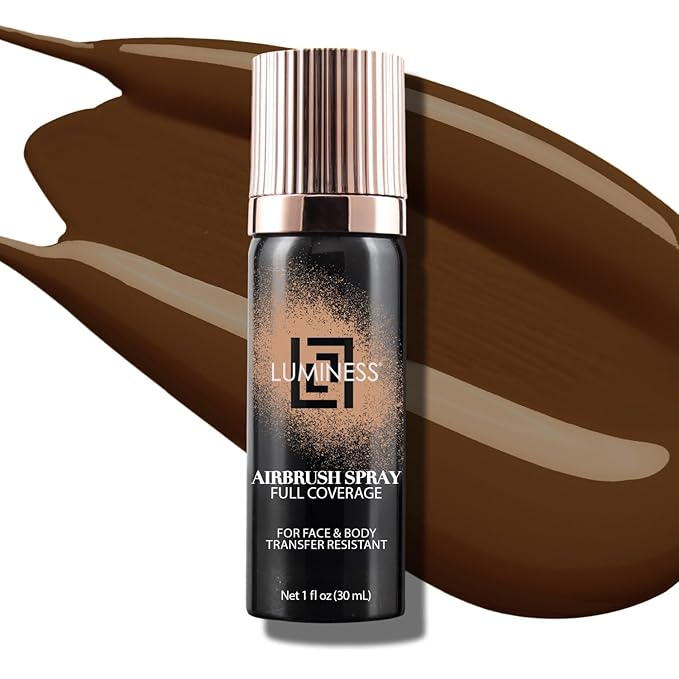 LUMINESS Airbrush Body Coverage - Tattoo Cover Up Makeup - Full Coverage Foundation for Face & Body - Water-Resistant, Long-Wear, Natural Radiant Finish, Deep Rich