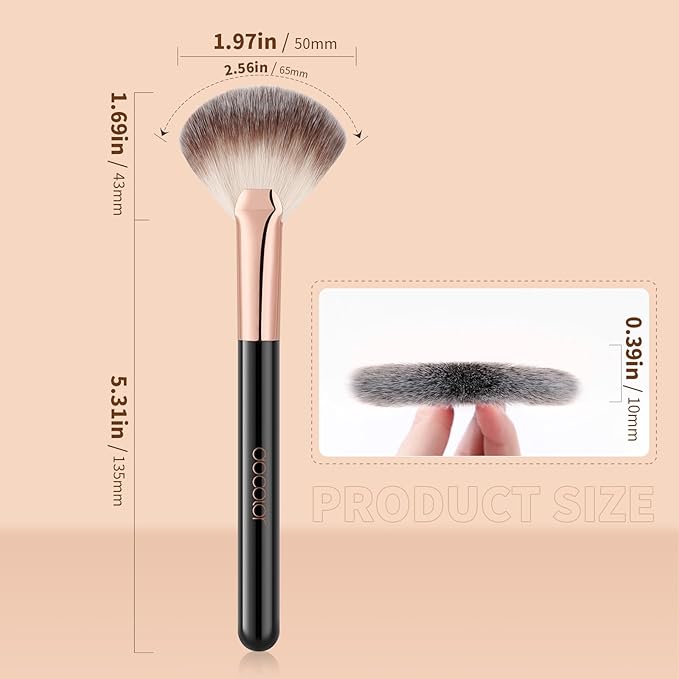 docolor Highlighter Brush Fan Brush Blush Brush Setting Makeup Brush Face Makeup Brush Synthetic Bristles For Powder, Bronzer, Highlight, Contour, Professional Make Up Brush Wooden handle