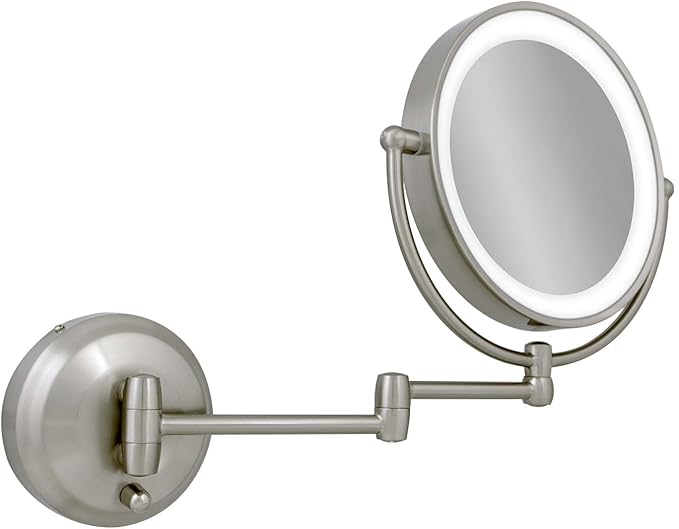 Zadro 11" LED Wall Mounted Makeup Mirror 10X/1X Shaving Mirror Cordless or Battery Operated Vanity Mirrors for Wall