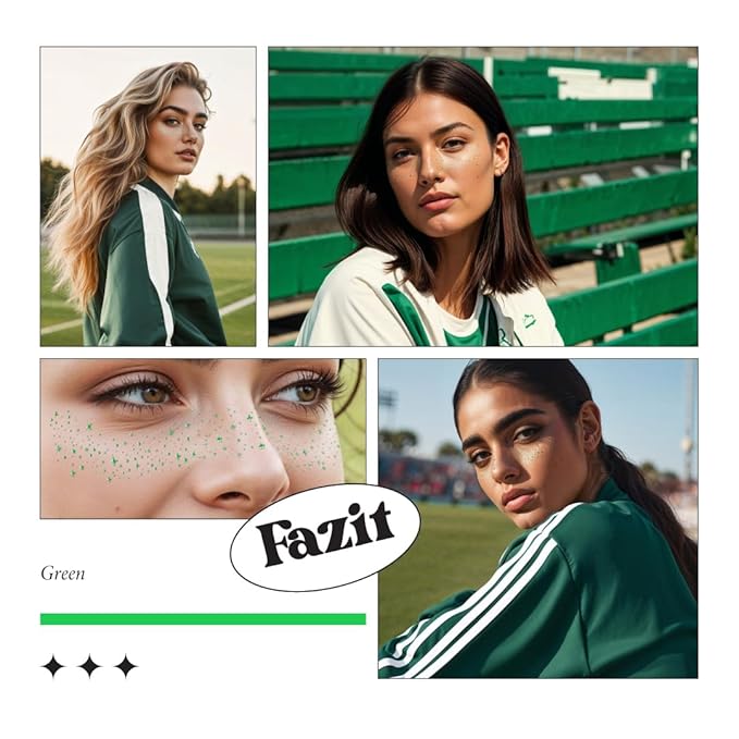 Fazit Makeup Patches - Face Makeup Patches - Beauty Face Makeup - Green Speckles - Waterproof Green Speckles - Temporary Face Green Speckles for Women - 6 Count